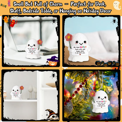 Frabaca Unique Birthday Gift for Women Bestie Friends – Handmade Crochet Ghost Ornament –Spooky Cute Friendship Keepsake for Halloween Christmas Stocking Stuffer Valentine Easter Basket