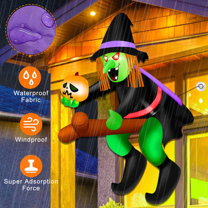 Mukum 4 Ft Halloween Blow Ups Inflatable Witch Pumpkin Design Halloween Window Decorations with Built-in Super Bright LED Light for Haunted Houses, Parties