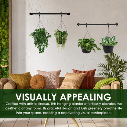 J3A Collections 10in Euro Hanging Planters for Indoor Plants 2 Pieces 10inch Hanging Planter with (2) 40cm Hooks, Self Watering Indoor Outdoor Hanging Pots with Drainage Holes and Removable Drip Tray
