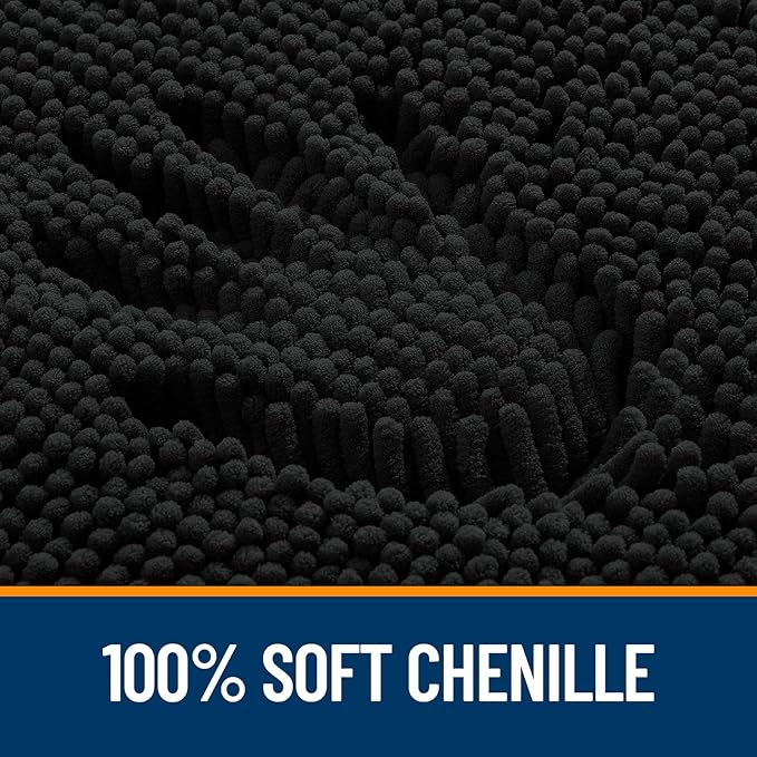 OLANLY Bathroom Runner Rugs 47x17, Extra Soft Absorbent Chenille Bath Rugs, Rubber Backing Quick Dry, Machine Washable Long Bath Mats for Bathroom Floor, Tub and Shower, Home Decor Accessories, Black