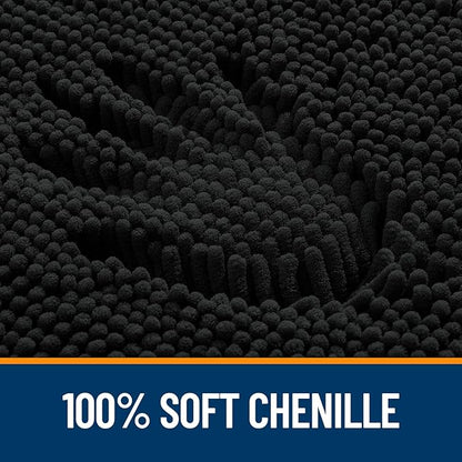 OLANLY Large Bathroom Rugs 47x32, Extra Soft Absorbent Chenille Bath Rugs, Rubber Backing Quick Dry, Machine Washable Bath Mats for Bathroom Floor, Tub and Shower, Home Decor Accessories, Black