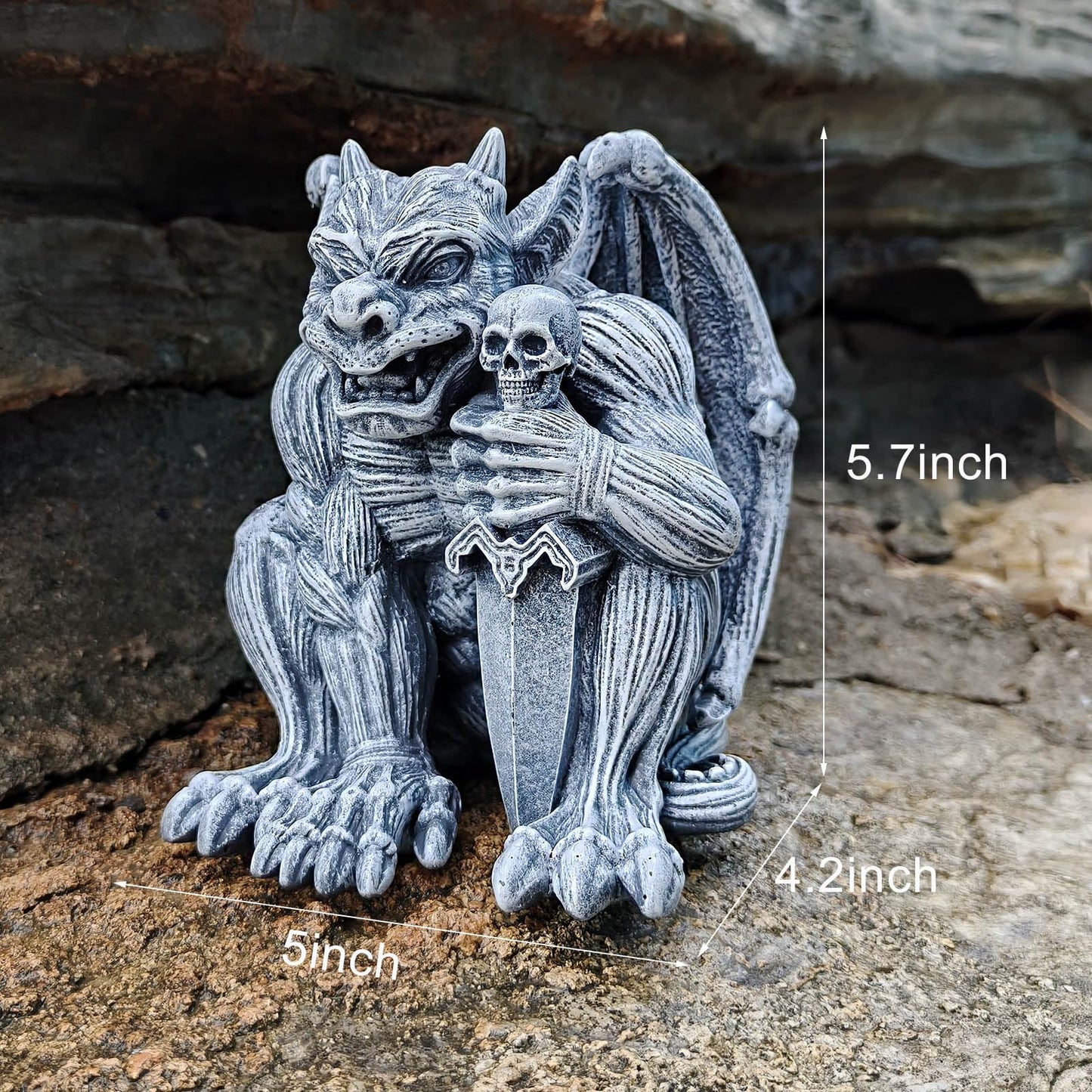 qumHmup Gargoyle Sculpture Figurine,Gothic Stone Decor Statue,Indoor Patio Yard Lawn Porch Decor, Gothic Sculpture Ornament