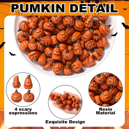Vertintong 80 Pcs Halloween Miniature Pumpkin Figurines Mini Resin Fake Pumpkin Creepy Craft for Halloween Village Doll House DIY Fairy House Accessories Party Favor Gift Vase Bowl Filler