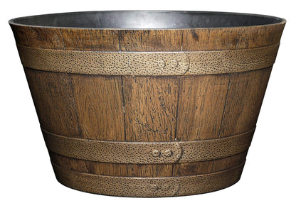 Classic Home and Garden Whiskey Barrel Planter, 20.5", Distressed Oak