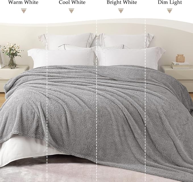 Exclusivo Mezcla Fleece Light Grey Throw Blanket for Couch Sofa, Ultra Soft, Lightweight and Fluffy Blankets for Women, All Season, 50x60 Inches