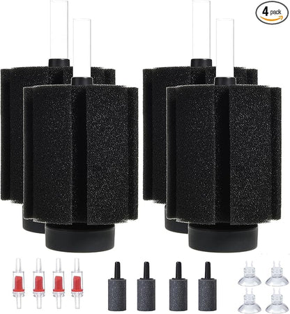 ALEGI Aquarium Bio Sponge Filter with Ceramic Media for Clear and Quiet Aquariums for Betta Fry Shrimp Tiny Fish Tank (10-40Gallon 4 Pack)