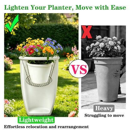 CHENGLAI Stainless Steel Adjustable Height Planter Insert for Large Pots, 4 Hooks with Chains Plant Riser for Inside Pots, Fits Flower Pot Opening 12-18" Wide, Indoor Outdoor Use