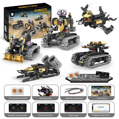 LNANZTCX 5-in-1 RC Robot Building Kit for Kids, APP & Remote Control STEM Robotics Technic Coding Robotic Toys, Erector Set with 323 Pcs, Educational Toy for Boys Girls Age 8 9 10 11 12 13 14+