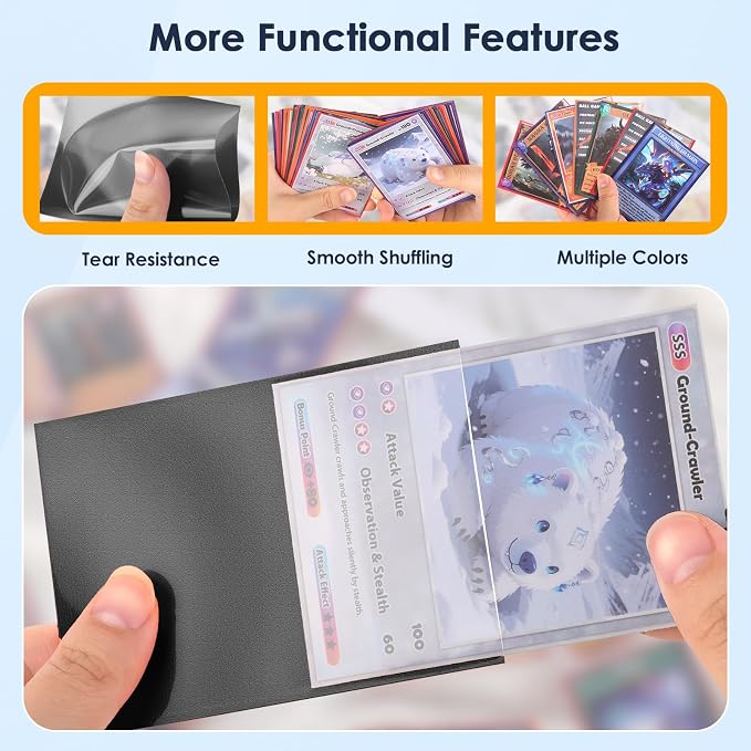 200 Counts Black Card Sleeves Top Loaders for Trading Card, Matte Card Sleeves Deck Card Protectors Compatible with Baseball Card, Sports Cards, Game Card