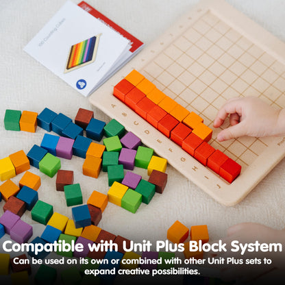PlanToys® 100 Counting Cubes Wooden Montessori Math and Sorting Set | Early Numeracy, Colour Matching, Pattern Making and Logic Exploration | Eco Friendly Educational Cubes for Hands On Learning