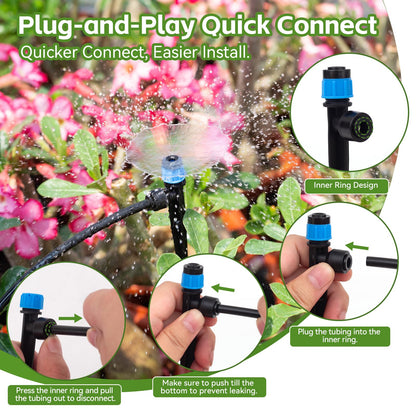 Inntop 240FT Drip Irrigation System Kits, Quick Connect Automatic Garden Watering System for Raised Bed, Potted Plants, Lawn, Greenhouse with 1/2 inch Hose 1/4 inch Tubing and Accessories