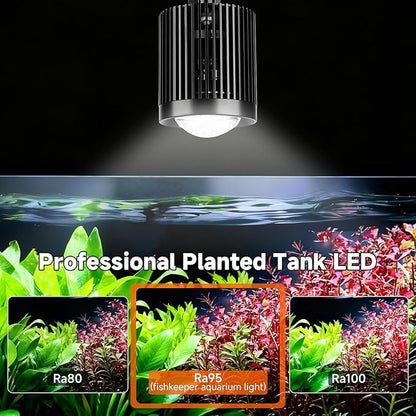 fishkeeper Clip On Aquarium Light, 24/7 Fish Tank Light with Timer, DIY 3 Colors & 10 Brightness Full Spectrum Aquarium LED Lights with Adjustable Metal Clamp for Freshwater Plants Fish Tanks (80W)