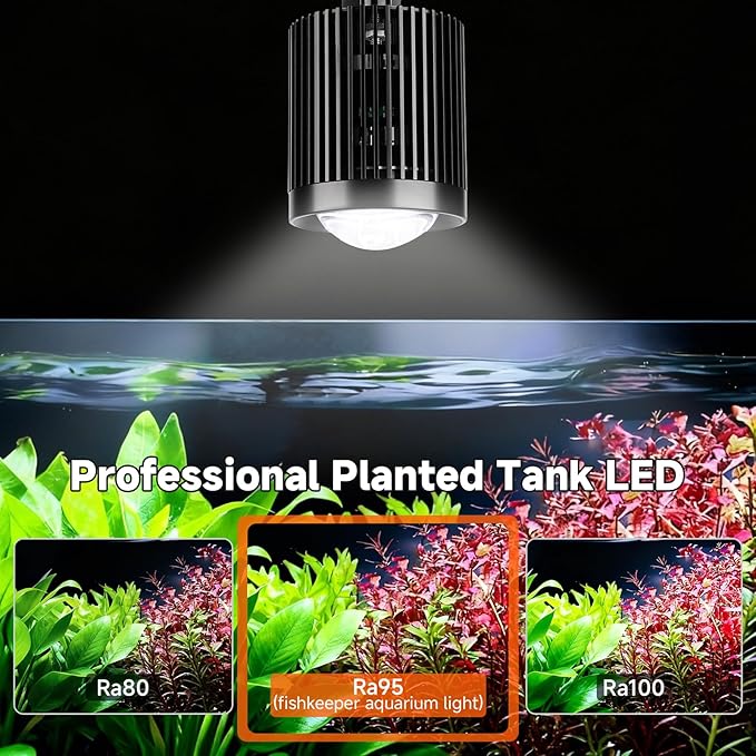 fishkeeper Clip On Aquarium Light, 24/7 Fish Tank Light with Timer, DIY 3 Colors & 10 Brightness Full Spectrum Aquarium LED Lights with Adjustable Metal Clamp for Freshwater Plants Fish Tanks (60W)