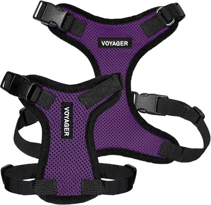 Voyager Step-in Pet Harness - All Weather Mesh, Adjustable Step in Harness for Cats and Dogs by Best Pet Supplies - Purple/Black Trim, S