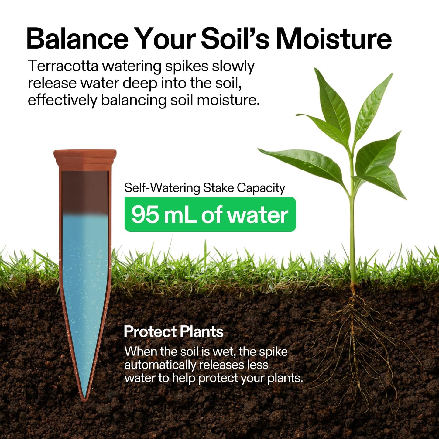 VIVOSUN 10Pcs Self-Watering Spikes, 7 Inch Hexagonal Terracotta Watering Stakes, Auto-Water Device, Planter Insert for Indoor & Outdoor Potted Plants, 10-Pack