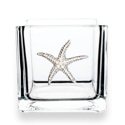 THE QUEENS' JEWELS Starfish Jeweled 4x4 Candleholder Vase - Unique Gift for Women, Birthday, Cute, Fun, Beach, Not Painted, Decorated, Bling, Bedazzled, Rhinestone