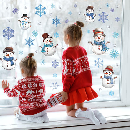 JarThenaAMCS 207Pcs Fall Halloween Christmas Winter Window Clings Maple Leaves Ghost Candy Snowman Double-Sided Glass Decal for Holiday Home School Party Decor,18 Sheets