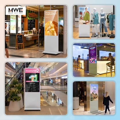 QIXZOCV MWE 32 Inch Digital Signage Diplay Touchscreen Kiosk LCD Screen Indoor Floor Standing Advertising Display Poster Interactive Display Android System with Auto Media Player-White