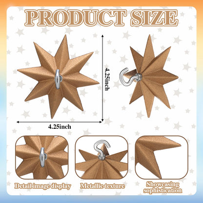 LEIFIDE 2 Pcs 4.25'' Wall Mount Ceiling Hooks Plant Hooks for Ceiling Metal Plant Bracket Iron Wall Hook for Hanging Plants, Lights, Outdoor Wire and Wind Chimes, Bronze (Whimsical Star Style)