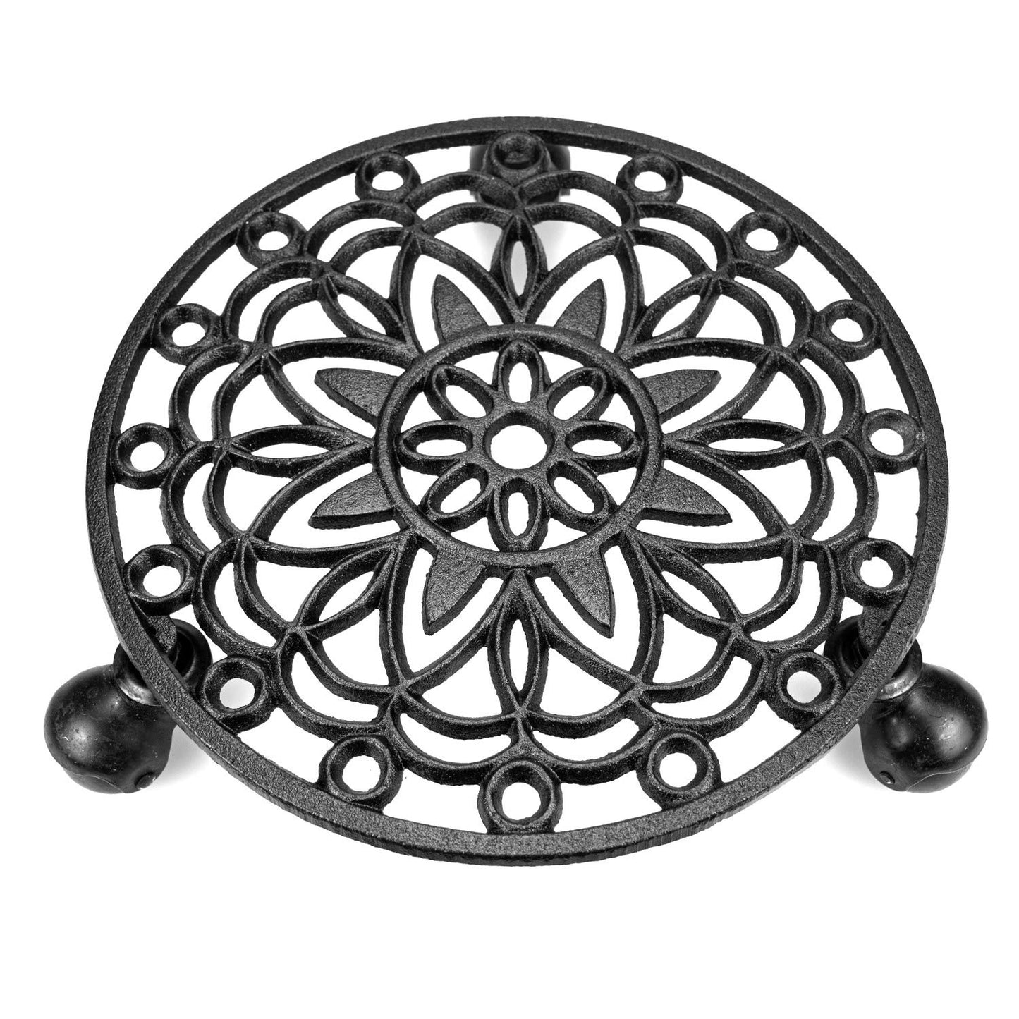 Fasmov Cast Iron Plant Stand Plant Pallet Caddy Plant Pot with Heavy Duty Wheels Indoor Planter Trolley Casters Rolling Tray Coaster
