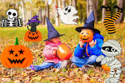 Funnlot Halloween Decorations Outdoor 8PCS Cute Halloween Yard Stakes Halloween Garden Stake Witch Feet Skeleton Mummy Frankenstein Halloween Lawn Sign Halloween Yard Decor Pumpkin Decorations Outdoor
