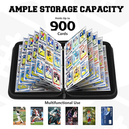 Football 9-Pocket Card Binder, 50 Pages 900-Pocket Large-Capacity Collector Album, Double-Sided Pocket Sports Card Storage Album,Football