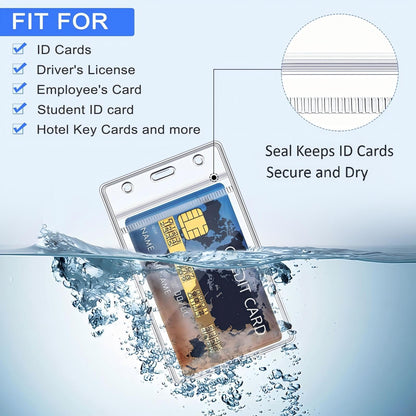 Marspark 300 Pieces Name ID Badge Holders Vertical Clear Plastic Name Tag Badge ID Card Holdes for Lanyard with Waterproof Resealable Zip Transparent PVC Sleeve Cover for Nurse Office School Business