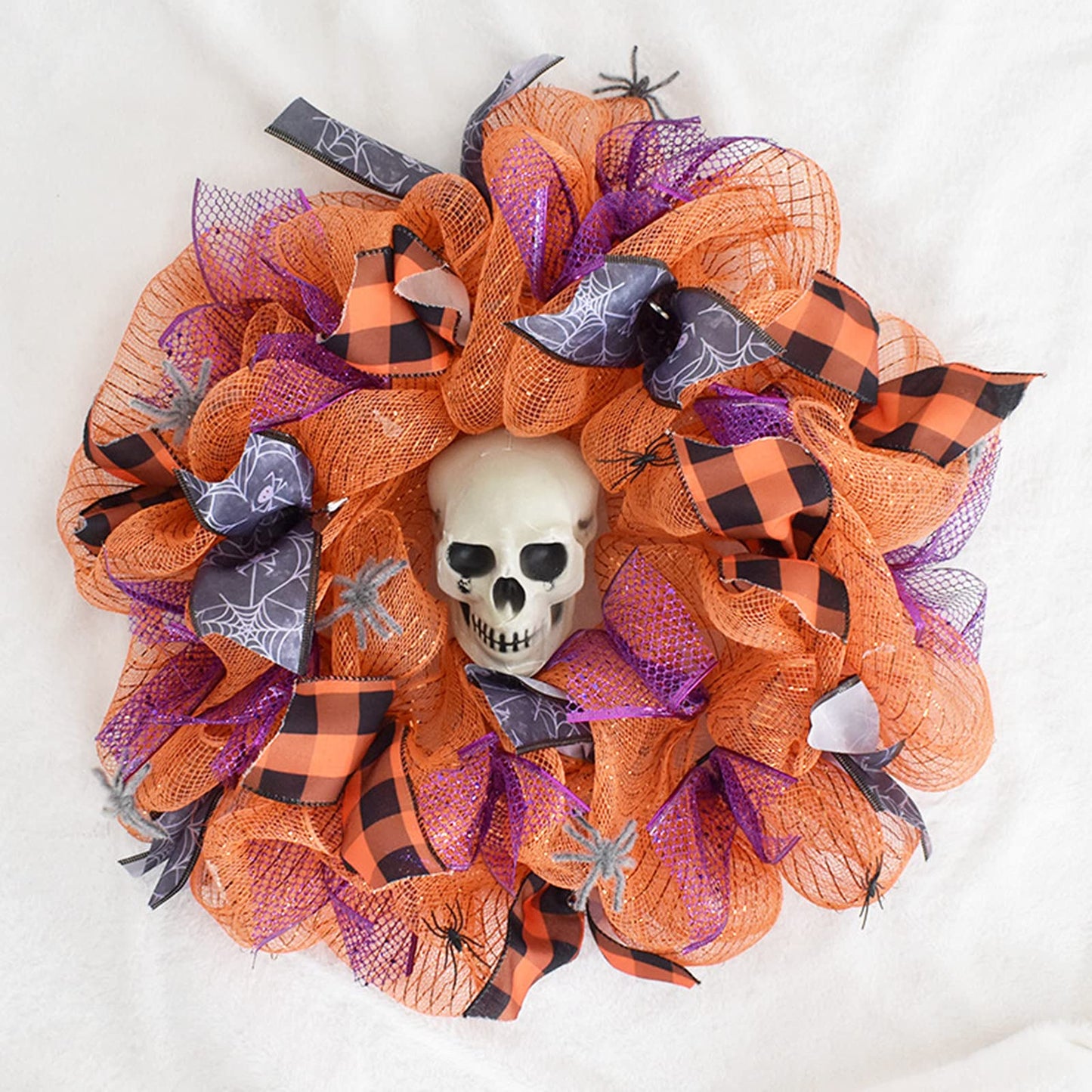 3 Rolls 6 inch x 30 feet Metallic Mesh Deco Poly Mesh Ribbon Roll, Metallic Foil Orange/Purple/Black Deco Mesh Ribbon for Wreaths, Swags and Halloween Decor