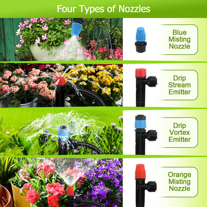 230FT Quick-Connect Drip Irrigation System Kit - 33FT 1/2" Main Tube & 197FT 1/4" Drip Line, Automatic Garden Watering System with Adjustable Emitters & Nozzles for Garden, Greenhouse, Yard, Lawn