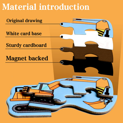 Magnetic Puzzles for Kids Ages 1-3, Travel Toddler Puzzles Ages 2-4 Year, Excavator Refrigerator Magnet for Kids Learning Gift for Road Trip