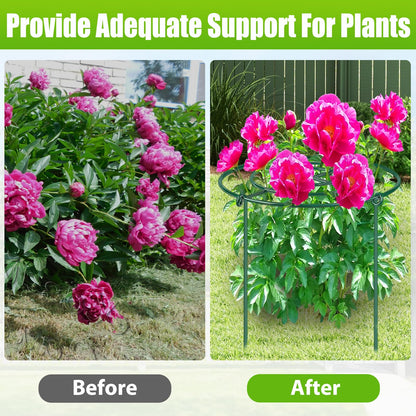 4 Pack Peony Cages and Supports, 11.5" Dx16 H Plant Supports for Outdoor Plants, Heavy Duty Metal Peony Support Cage Flower Support Rings, Plant Support Ring for Rose Tomato Hydrangea Strawberry