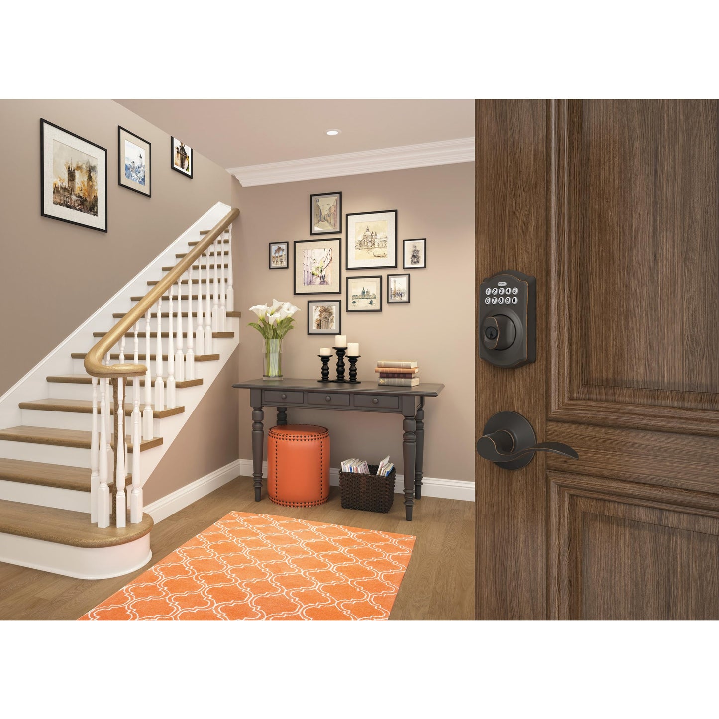 SCHLAGE BE375 CEN 622 Touch Keyless Touchscreen Electronic Deadbolt Lock, Matte Black