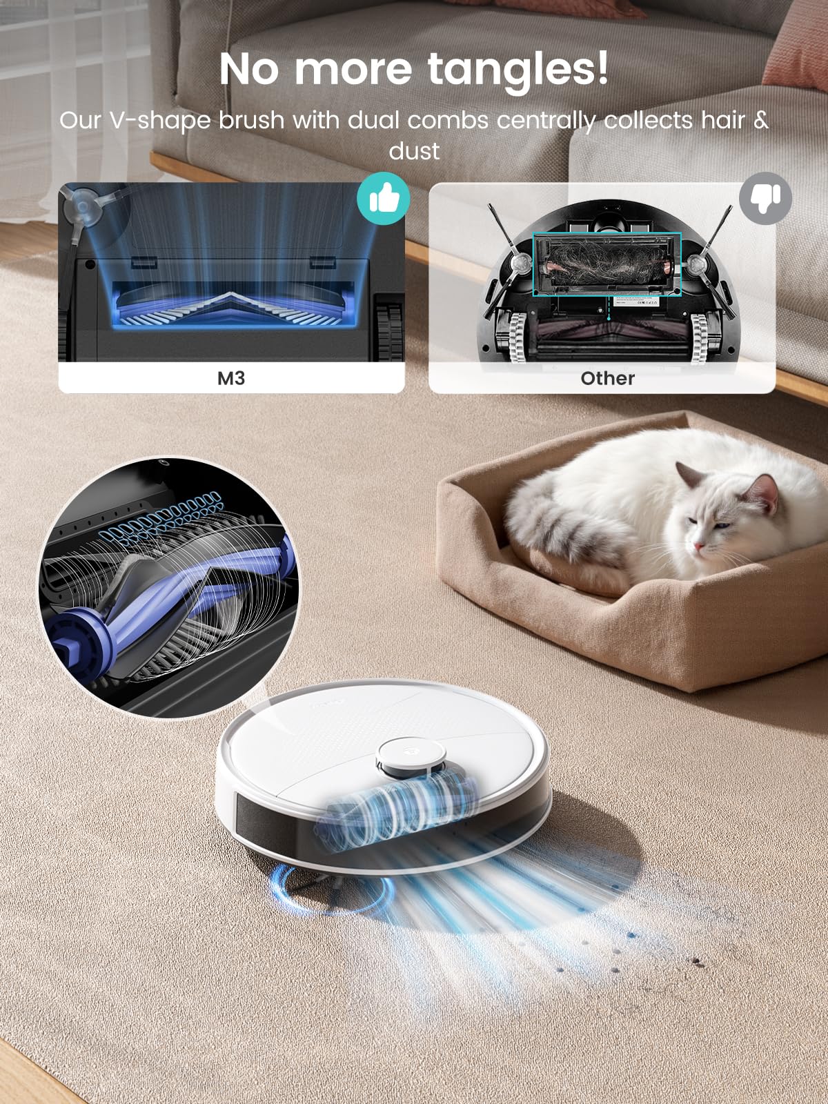 Lefant M210 Pro Robot Vacuum, Slim Quiet, 3 Adjustable Suction Levels, 6 Modes, Robot Vacuum Cleaner for Pet Hair, Hard Floors & Low Carpets, Self-Charging, WiFi/App/Alexa Control, Gray