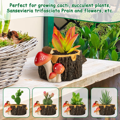Yiiwinwy Hedgehog Succulent Pots with Drainage Hole，Plant Pots for Indoor Plants/Cactus/Succulent,Indoor Planter Gift for Plant Lover, Decorative Novelty Planter