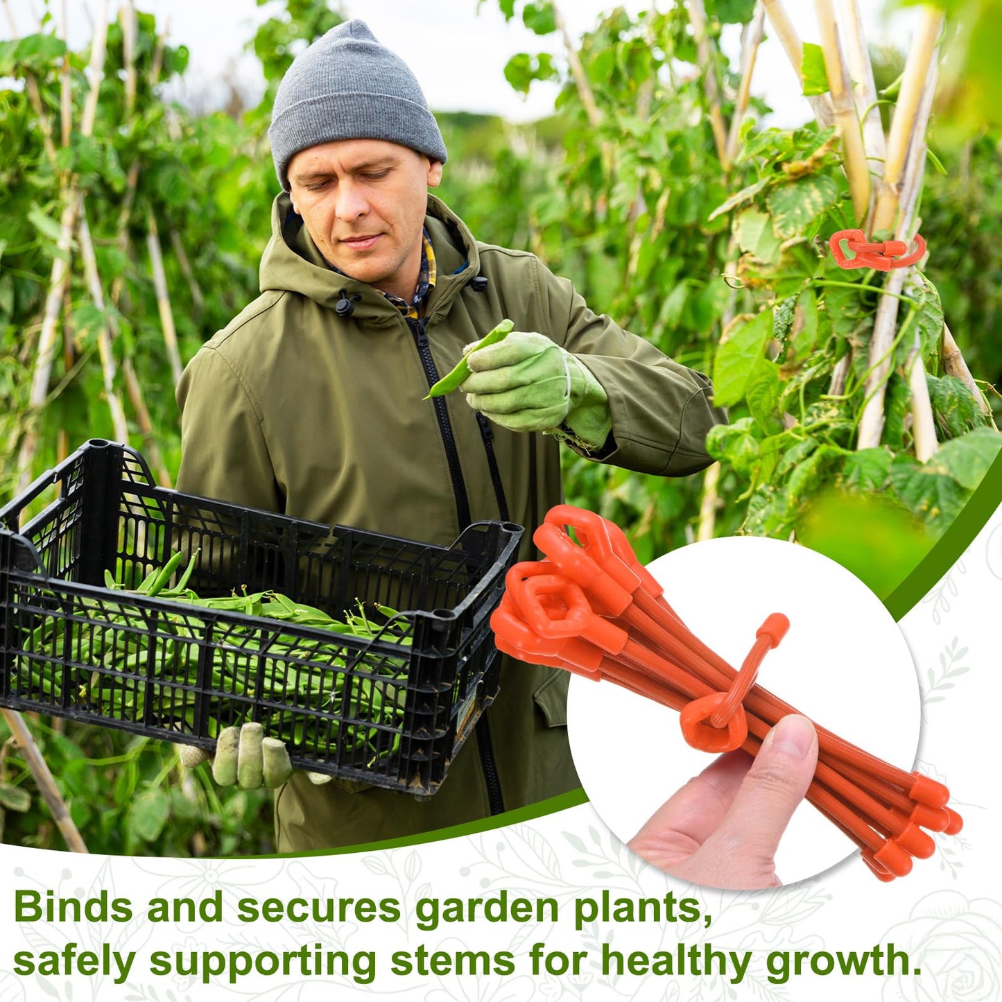 M METERXITY 12-Pack Adjustable Plant Ties, 6inch/15.24cm Silicone Flexible Multi-Function Sturdy Garden Twist Tie for Plant Support/Tree/Shrub/Vine, Reusable Support Twine [Orange]