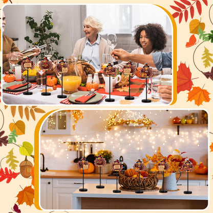 Wenqik 6 Pcs Thanksgiving Tabletop Decor Turkey Table Centerpiece Thanksgiving Table Party Decorations Standing Turkey Sign Wooden Block Fall Shelf Tiered Tray Decor Pumpkin Maple Leaf for Home