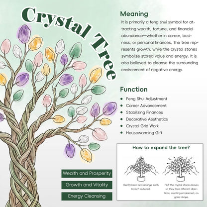 Rockcloud Citrine + Rose Quartz+ Amethyst Natural Healing Crystal Tree Decoarations for Home Office, Copper Wrapped Tree of Life Bonsai Feng Shui Money Tree for Wealth and Luck