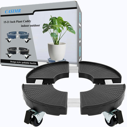 CASIMR Plant Stand with Wheels, Adjustable 15-21" Heavy Duty Plant Caddy with Casters, 440lb Capacity Indoor Outdoor Large Potted Planter Cart Dolly, Rolling Plant Stand for Flower Pot