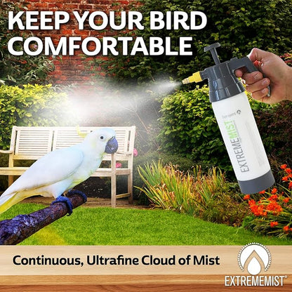 ExtremeMist® Bird & Aviary Care Starter Kit 20oz + 32oz Continuous Pressurized Mist Spray Bottles for Bird Bathing, Cooling & Cage Cleaning | Gentle Parrot, Finch & Aviary Mist Sprayer Set