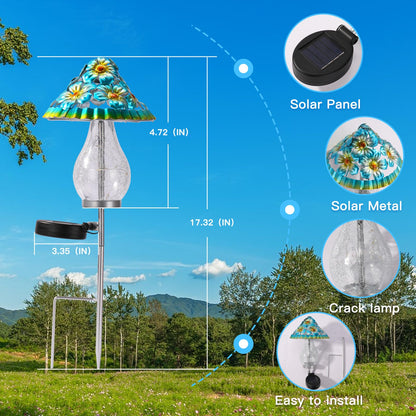 LOVERUIS Garden Statues with Solar Watering Can Lights, Cute Outdoor Garden Decor for Patio Yard Lawn Ornaments, Unique Gift for Women Mom Grandma (ARS-Mushroom Blue)