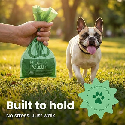 Dog Poop Bags, USDA Certified Biobased Product (42%), Extra Thick & Leak-Proof, Unscented, Single Roll Pet Waste Bag for Dogs & Cats, 300 Count