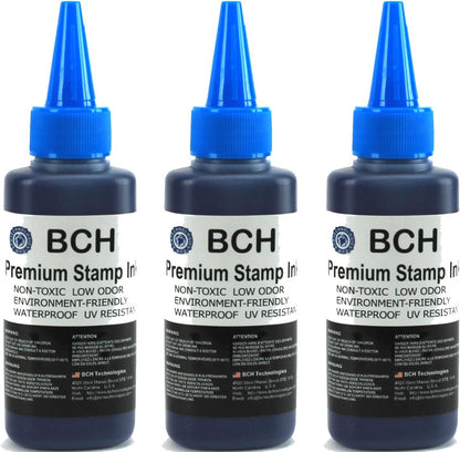 3X Blue Stamp Ink Refill by BCH - Premium Grade