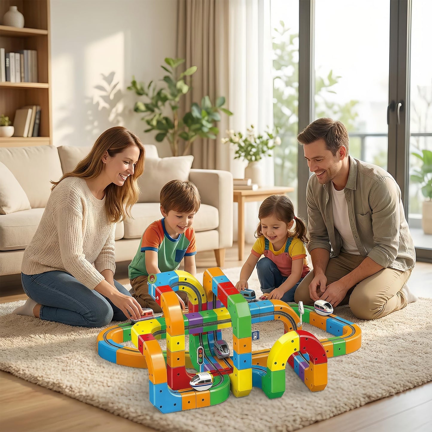 123PCS Infinity Racer MagneticTrain Set, STEM Train Set for Boys & Girls Ages 3-8, Children's