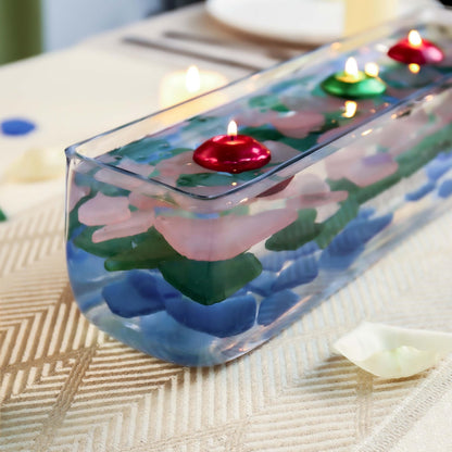 CYS Excel Glass Rectangle Vase (H:4" Open:12"x4") Oblong Flower Vase for Decorative Wedding Centerpiece Terrarium Planter Box Container