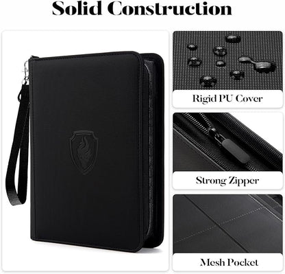 Fabmaker Premium 4 Pocket Zip Card Binder, Trading Card Binder for 320 Cards, Portable PU Card Collection Binder, Collector Card Album Folder for Game & Sports Cards (Turquoise)