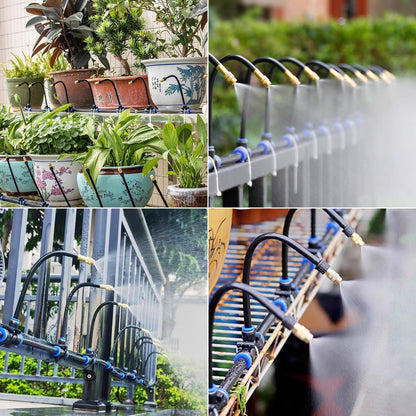 98.4Ft Drip Irrigation System, 360° Bendable Drip Irrigation Kit Automatic Irrigation System for Garden, Adjustable Garden Watering Misting System for Greenhouse, Yard, Lawn, Plant