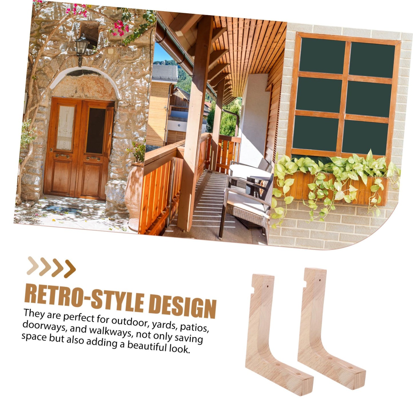 Luxshiny Wooden Plant Hangers 2pcs Plant Wall Hooks Heavy-Duty Indoor Outdoor Hanging Bracket for Flower Pots Natural Wood Finish
