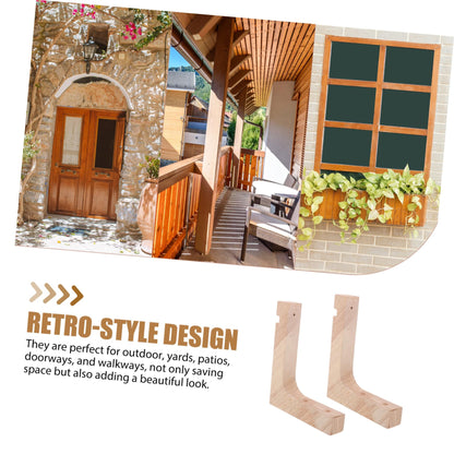 Luxshiny Wooden Plant Hangers 2pcs Plant Wall Hooks Heavy-Duty Indoor Outdoor Hanging Bracket for Flower Pots Natural Wood Finish