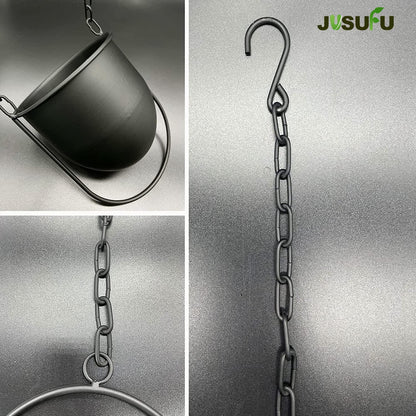 JUSUFU Metal Hanging Planters for Indoor and Outdoor Plants (Black)