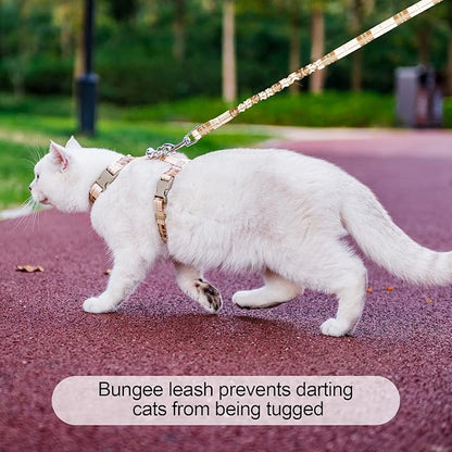 BEAUTYZOO Cat Harness and Leash Set Escape Proof for Walking, Kitten Soft Adjustable Vest Harnesses for Small Medium Large Cats, Easy Control Breathable Plaid Ribbon Nylon for Outdoor Indoor Use